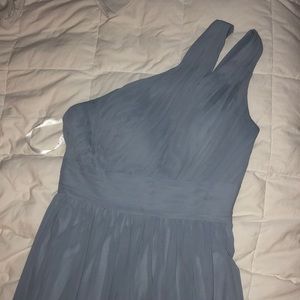 Azazie dusty blue single shoulder bridesmaid dress